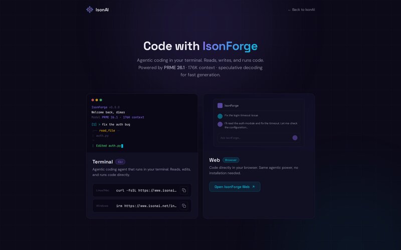 IsonForge coding tool documentation screenshot