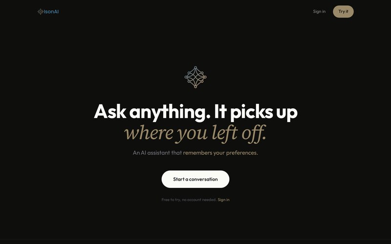 IsonAI chat product screenshot
