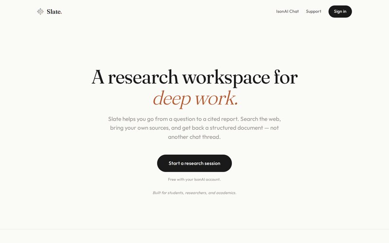 Slate research workspace screenshot